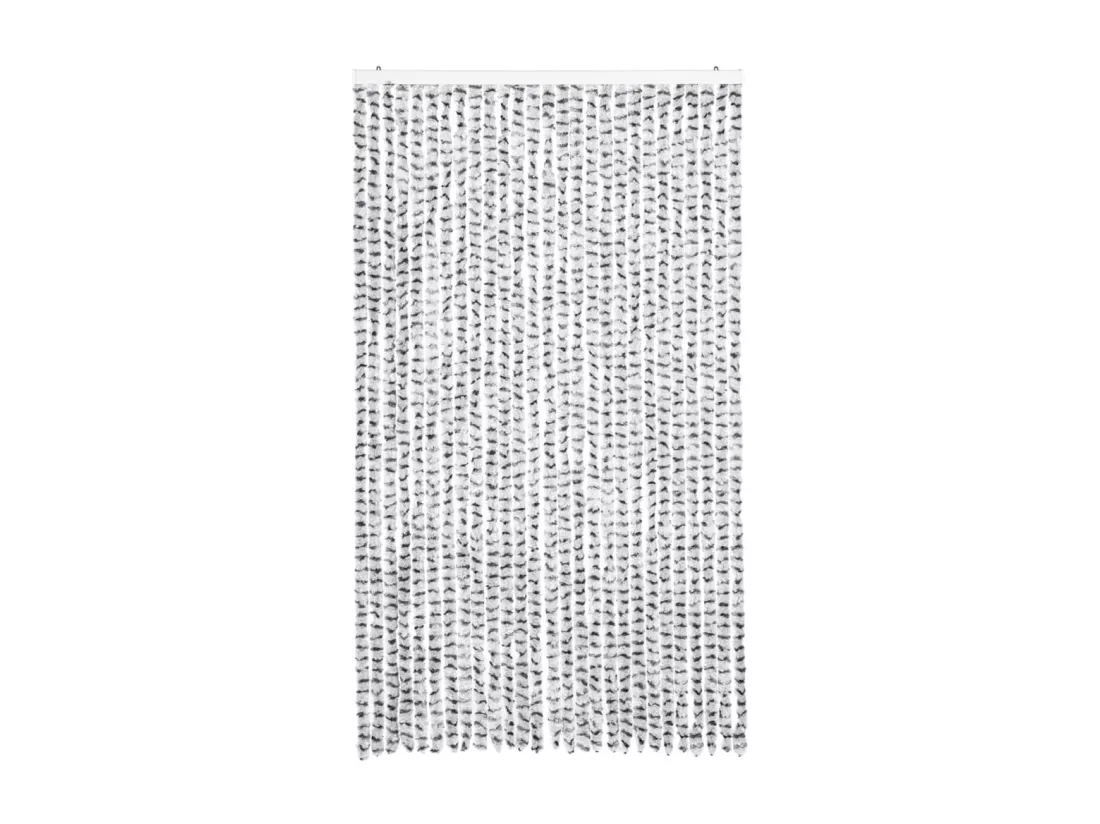 Rideau anti-mouches gris clair et gris foncé 118x220cm chenille