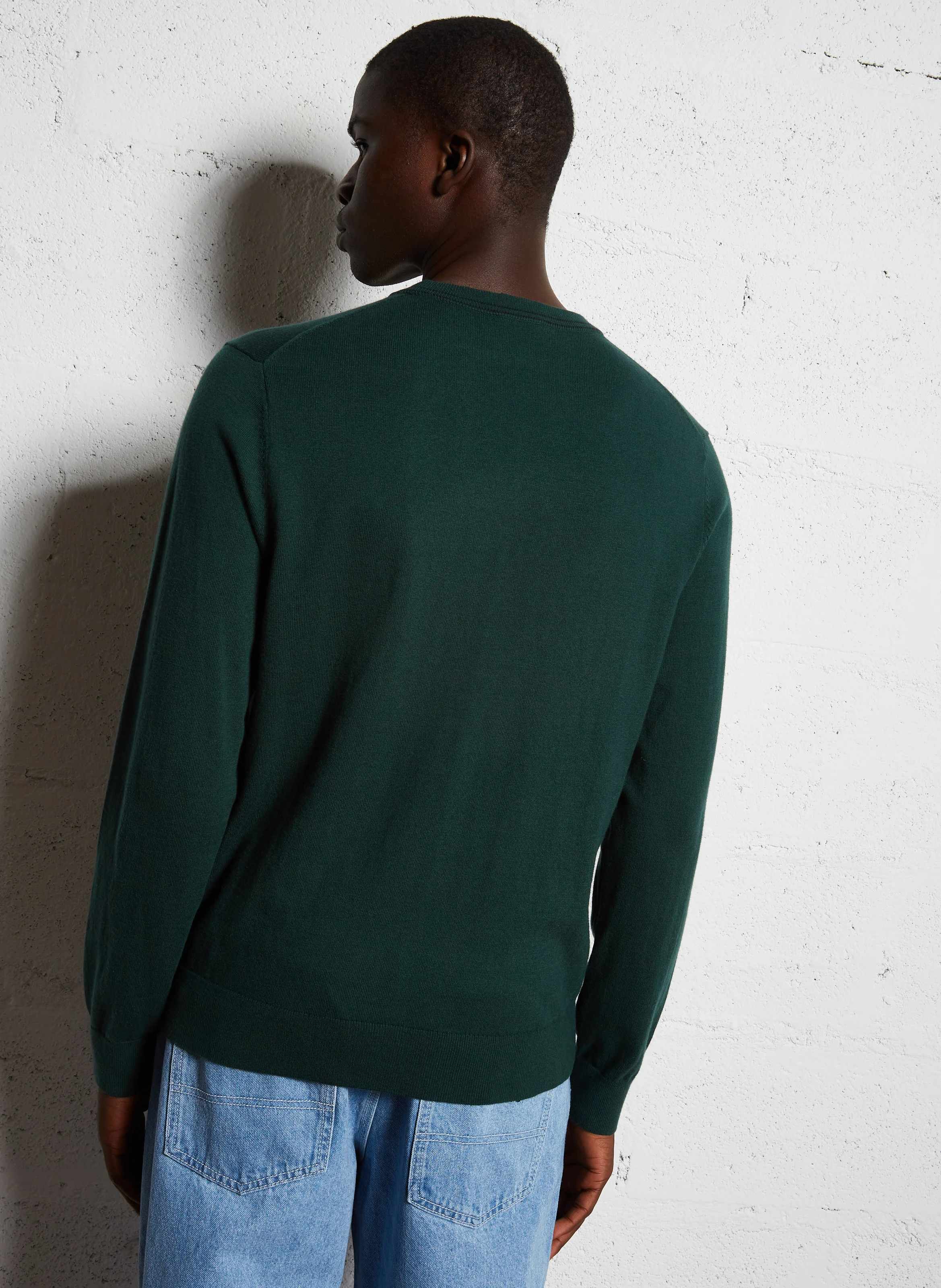 Pull col rond en coton mélangé | Vert