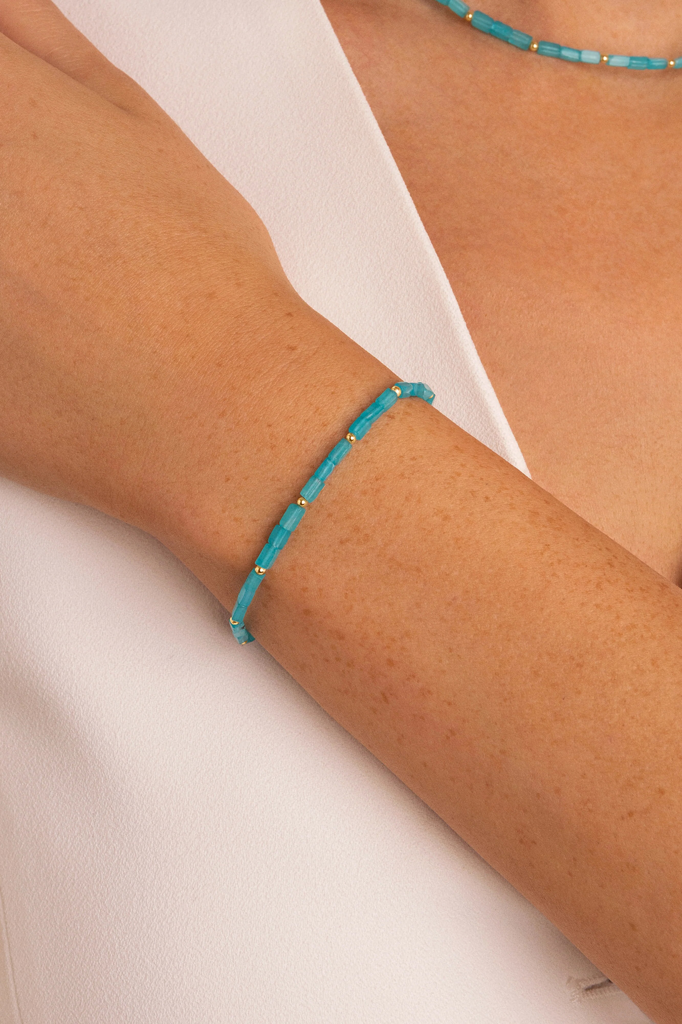 Pulseira Dots Turquoise Banhada a Ouro