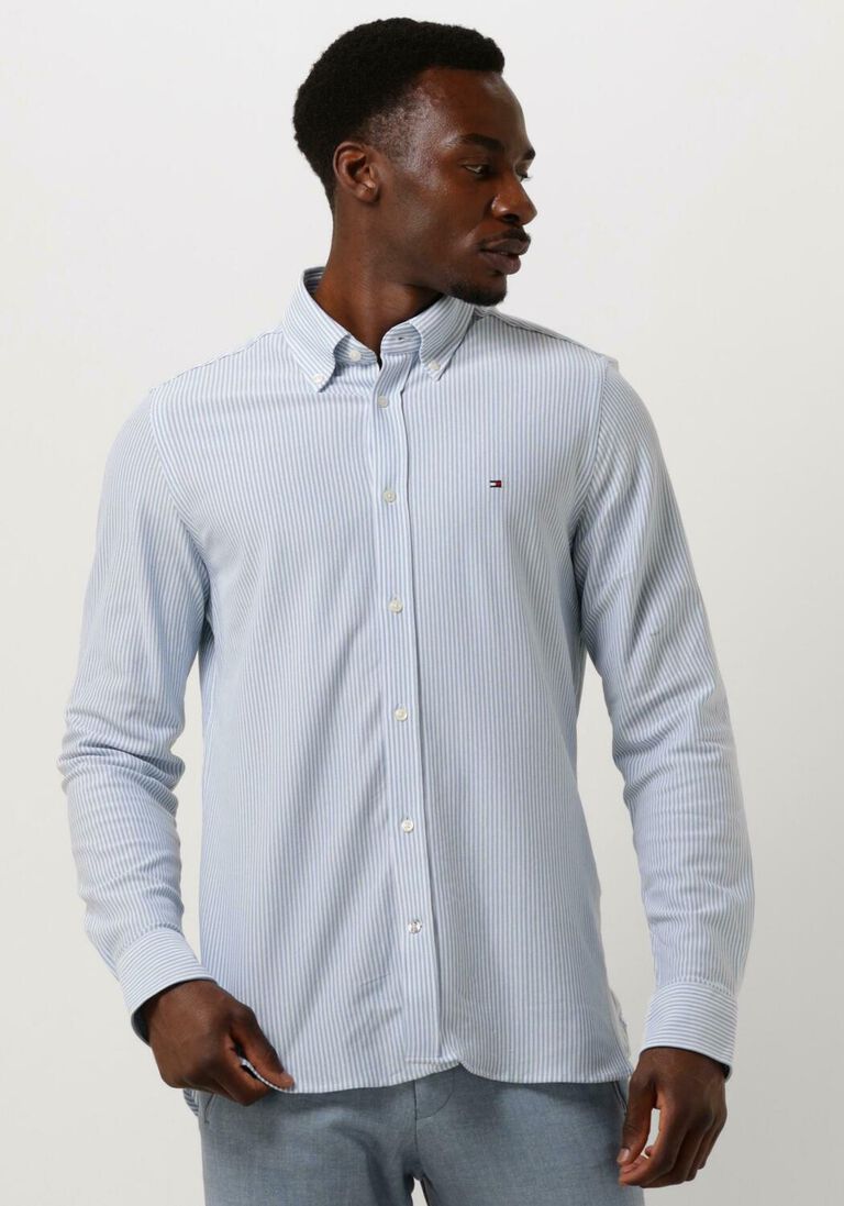TOMMY HILFIGER lichtblauwe tommy hilfiger klassiek overhemd 1985 knit stripe sf shirt