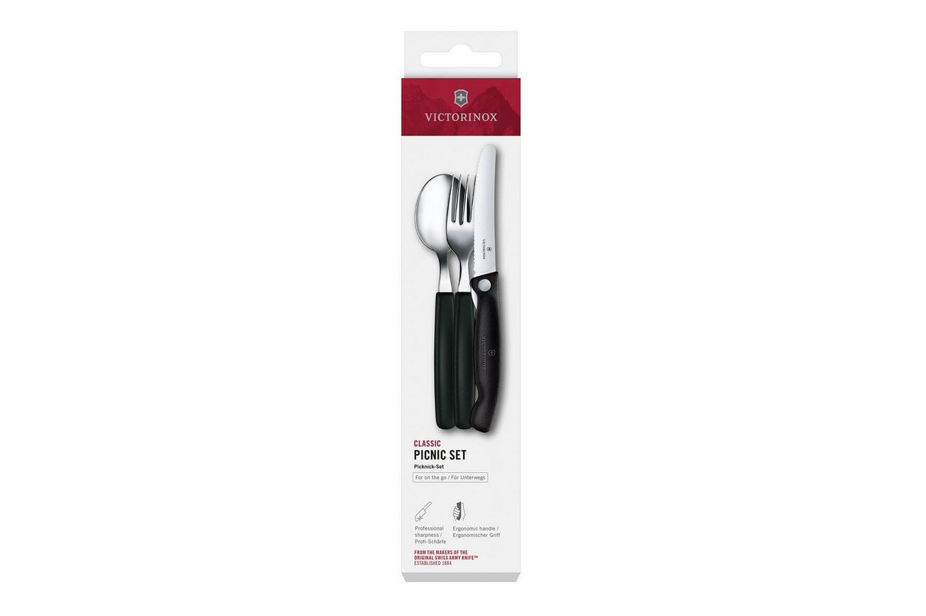 Victorinox Swiss Classic Picnic Set 6.7193.3F Black, 3-delige bestekset