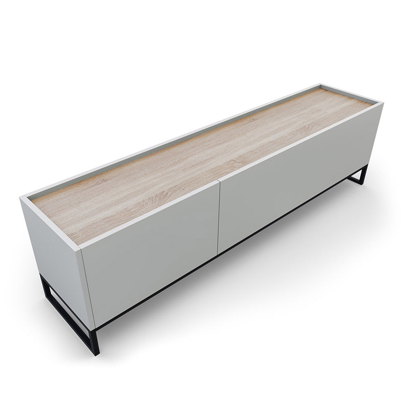 Windsor & Co Meuble TV Helene chêne naturel/gris clair - 180x40x50 cm