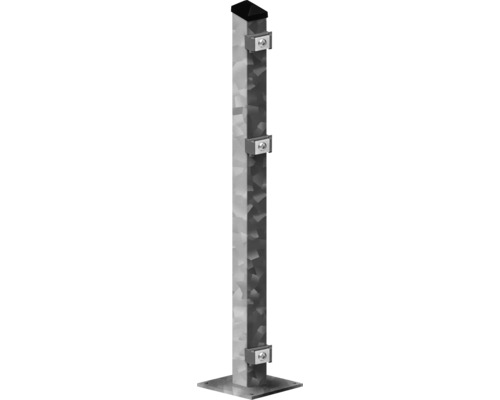 Paal met voetplaat 60x40x680 mm voor hekwerk 63 cm hoog, thermisch verzinkt