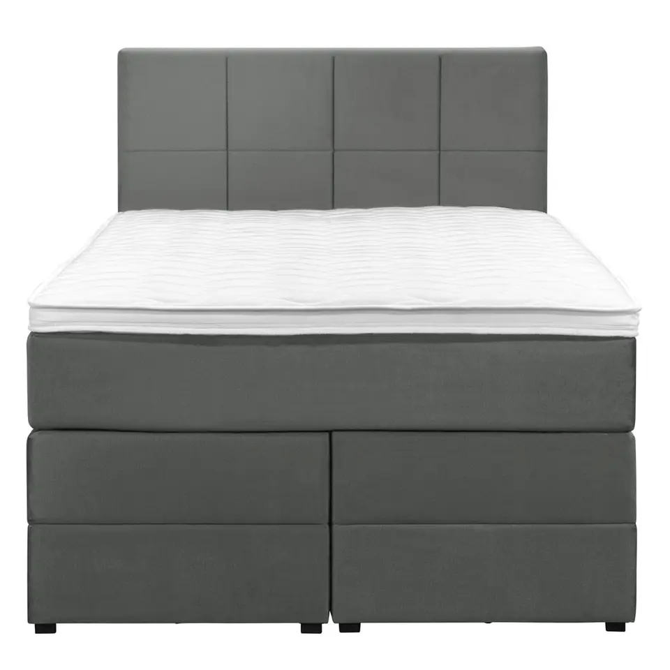 Boxspring met opbergruimte Liv geblokt - grijs - 120x200 cm