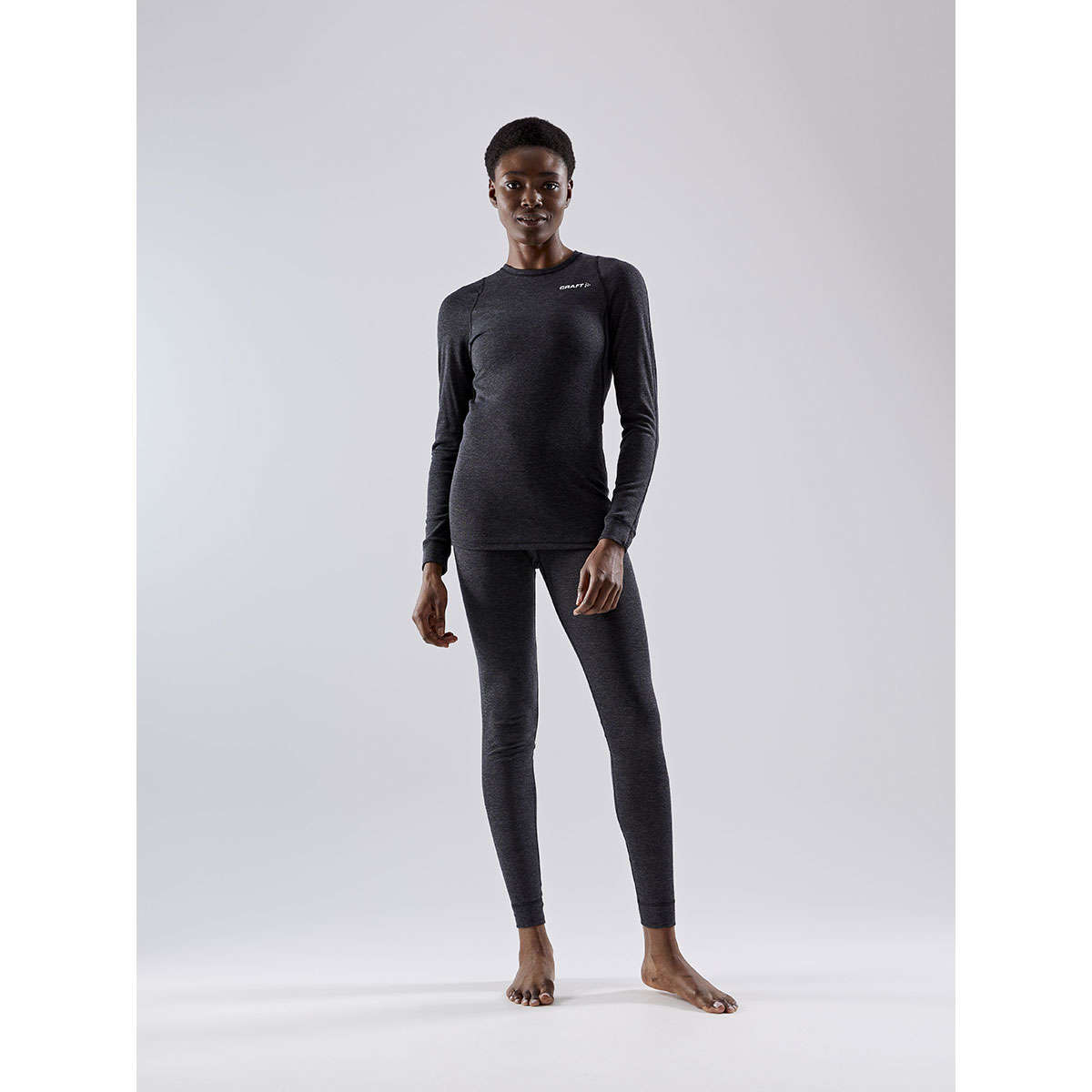 Craft CORE Wool Merino Hardloopshirt Lange Mouwen Zwart Melange Dames