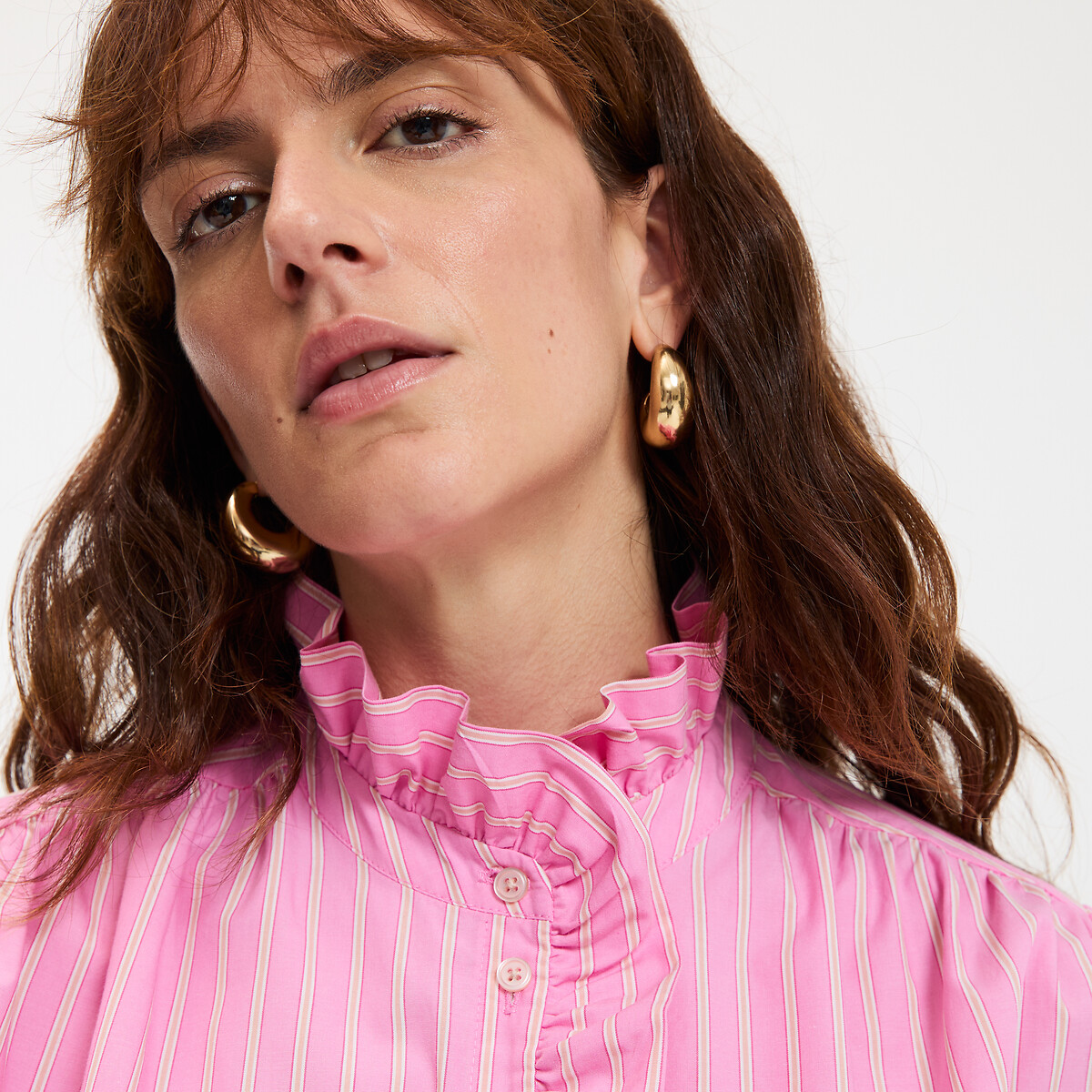 COLEÇÕES LA REDOUTE<br>Camisa listrada, gola vitoriana, Assinatura CHARLÈNE