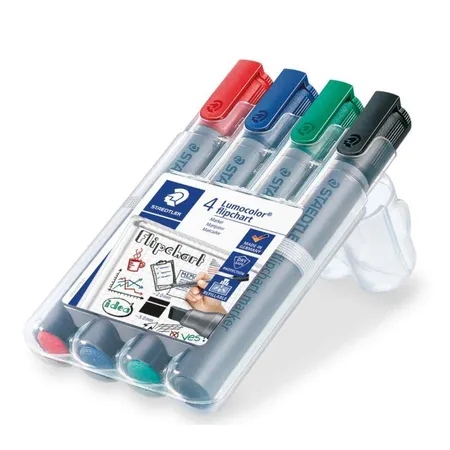 STAEDTLER® 356 B WP4 Lumocolor flipchart marker Keilspitze, 4 Stück