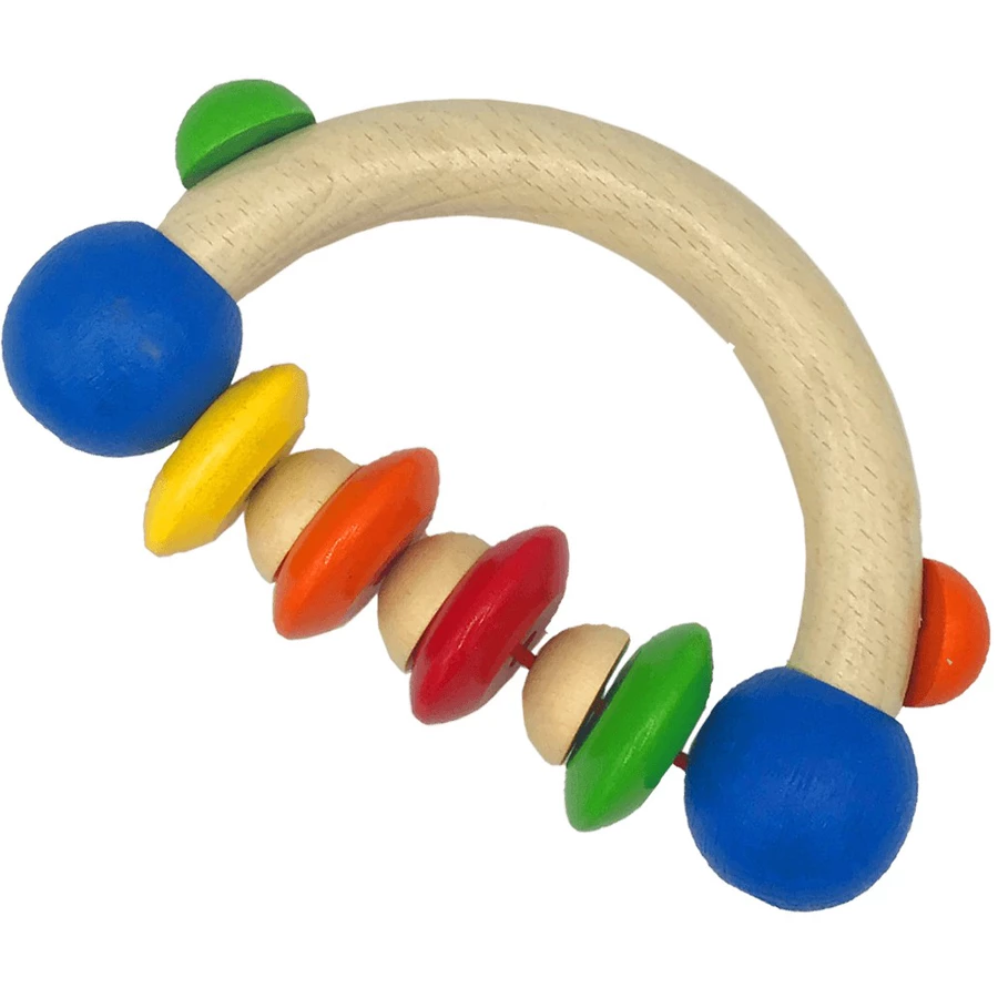 Schnullireich Geschenkset mit Namen Kunterbunt Retro Style Holz Bunt