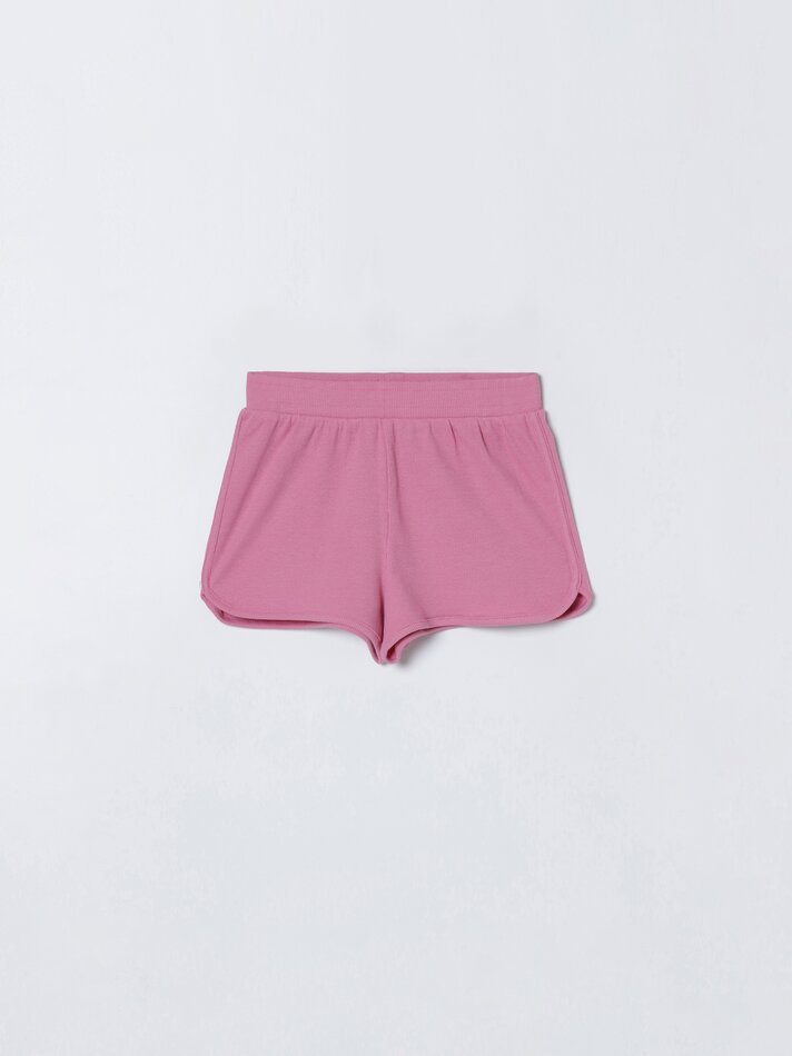 Conjunto de top canelado e shorts - Framboesa