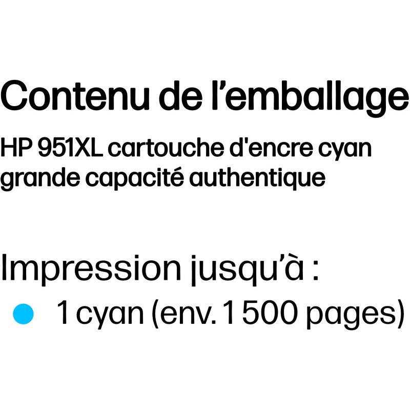 HP 951XL cartouche d'encre cyan grande capacité authentique