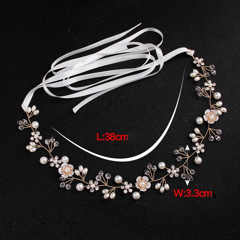 Stirnband Haarschmuck Braut Frisur Kette Strass / Perlen Band Kopfschmuck - Gold / Weiss