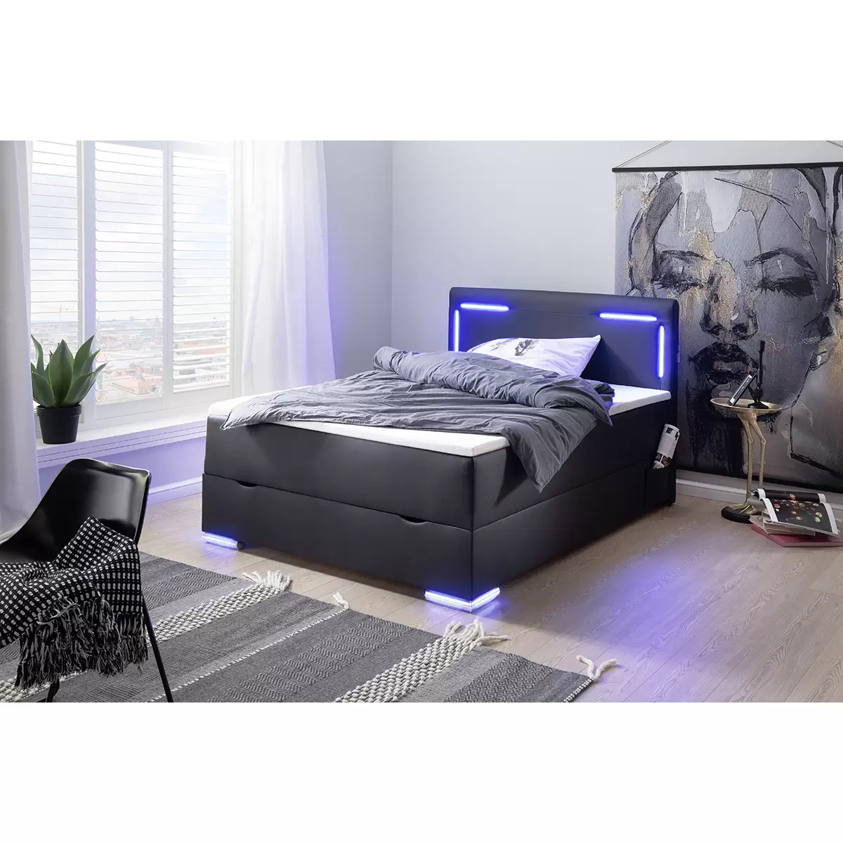 Boxspringbett Los Angeles 140x200 Schwarz