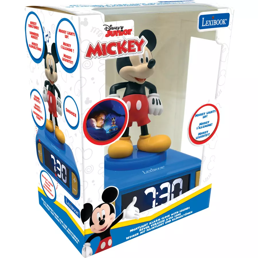 LEXIBOOK Mickey Mouse Wecker mit 3D Nachtlicht-Figur und besonderen Klingeltönen