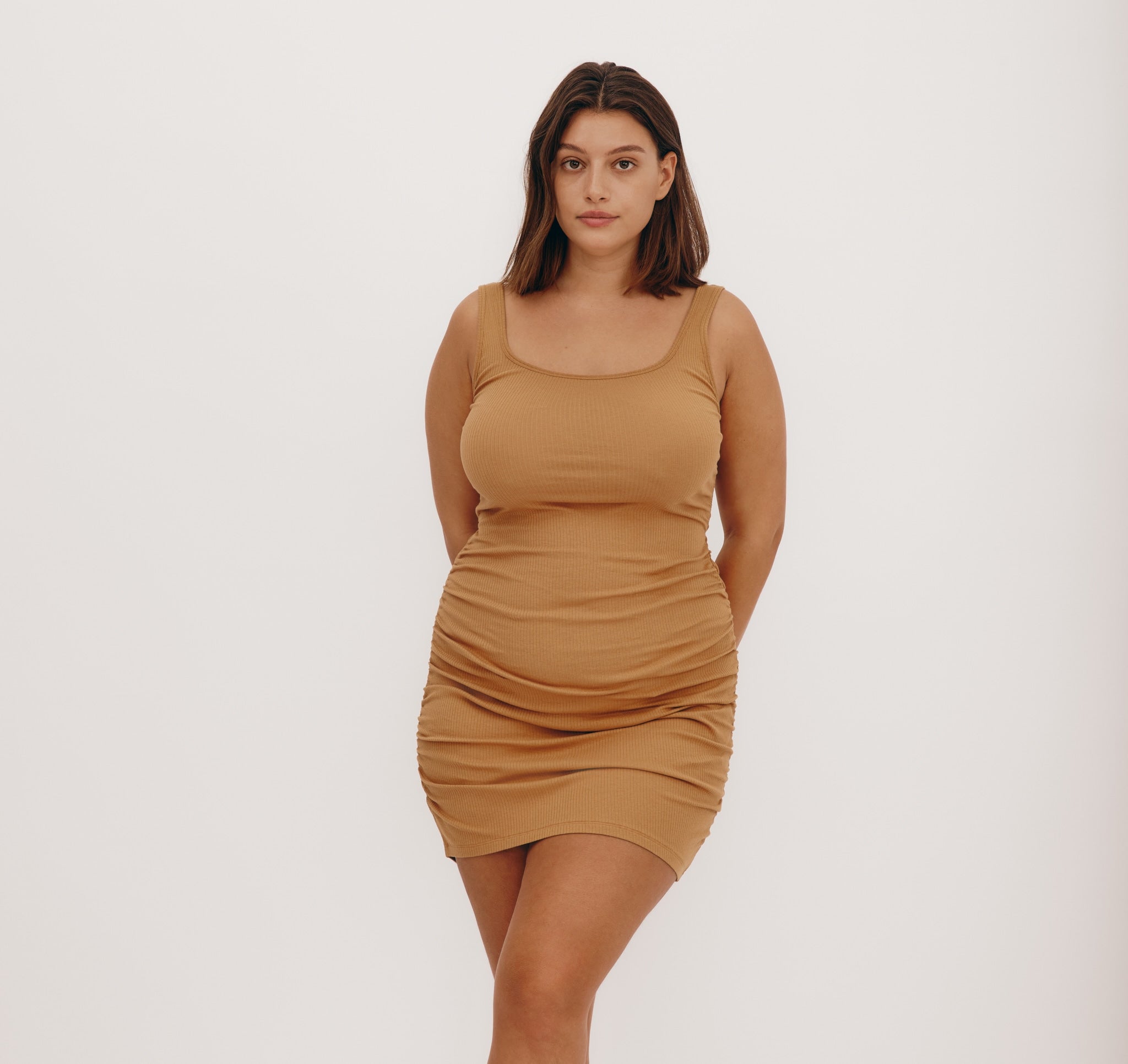 ORGANIC COTTON<br>Core Bold Rib Ruched Side Dress