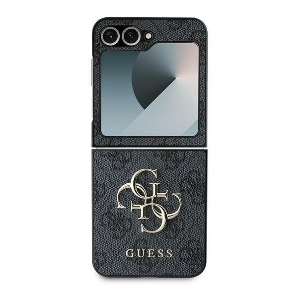 Samsung Galaxy Z Flip7 FE / Z Flip6 Leder Hardcase Hülle Metall Logo (GUHCZF64GMGGR) - Schwarz