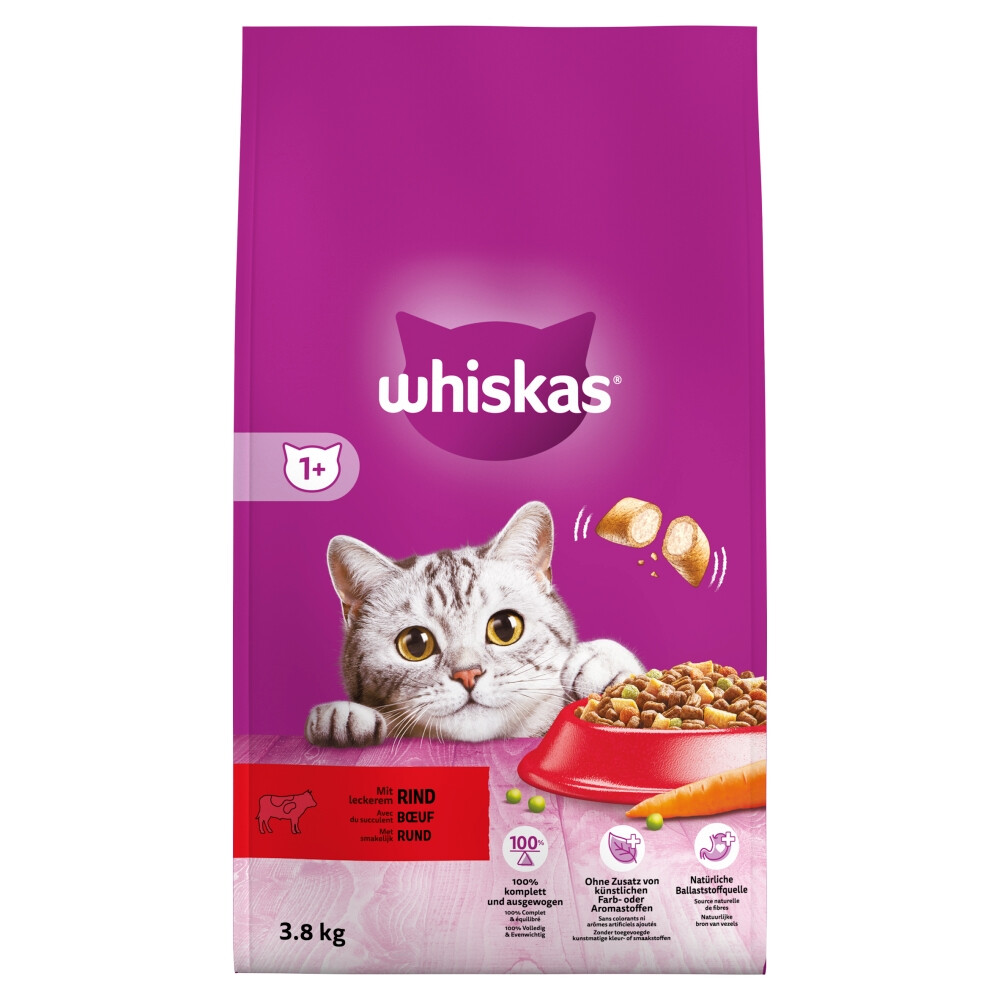 Whiskas 1+ Adult Katten Droogvoer Rund3,8 kg