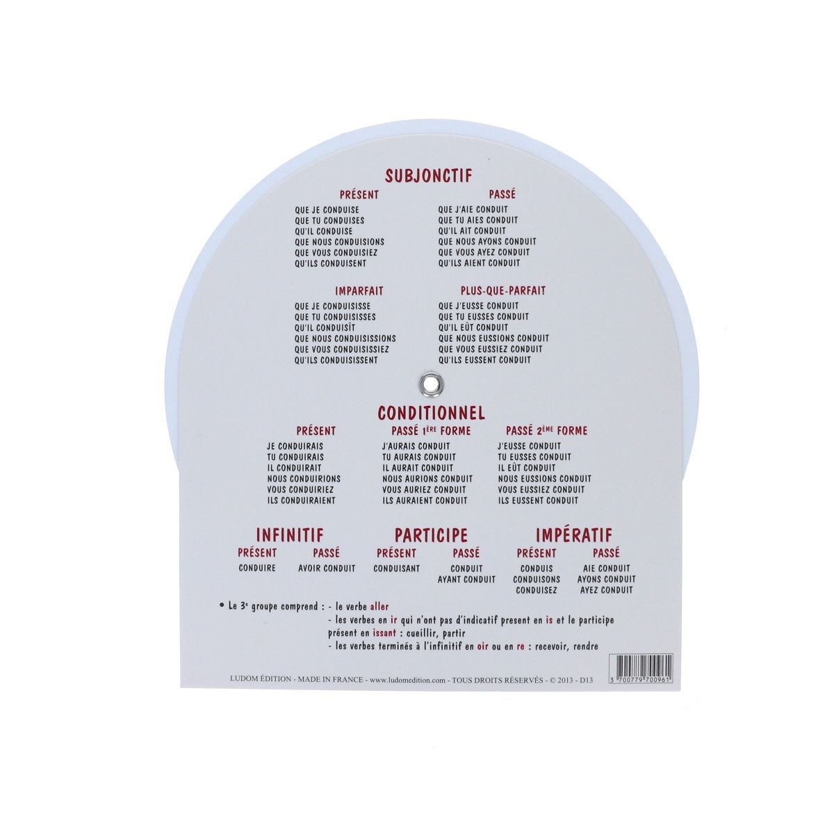 Disque de conjugaison 3ème groupe Ludom Edition