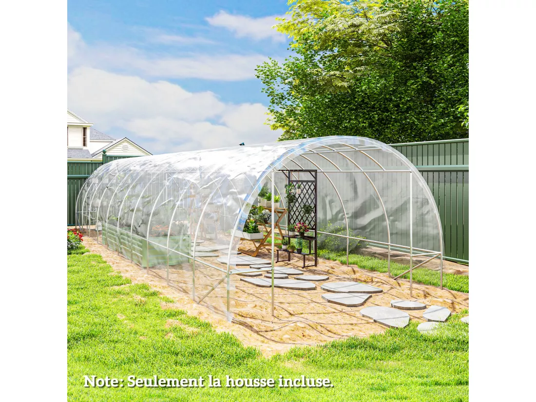 Bâche de rechange serre tunnel 6 x 10 m PP haute densité 150 g/m² transparent