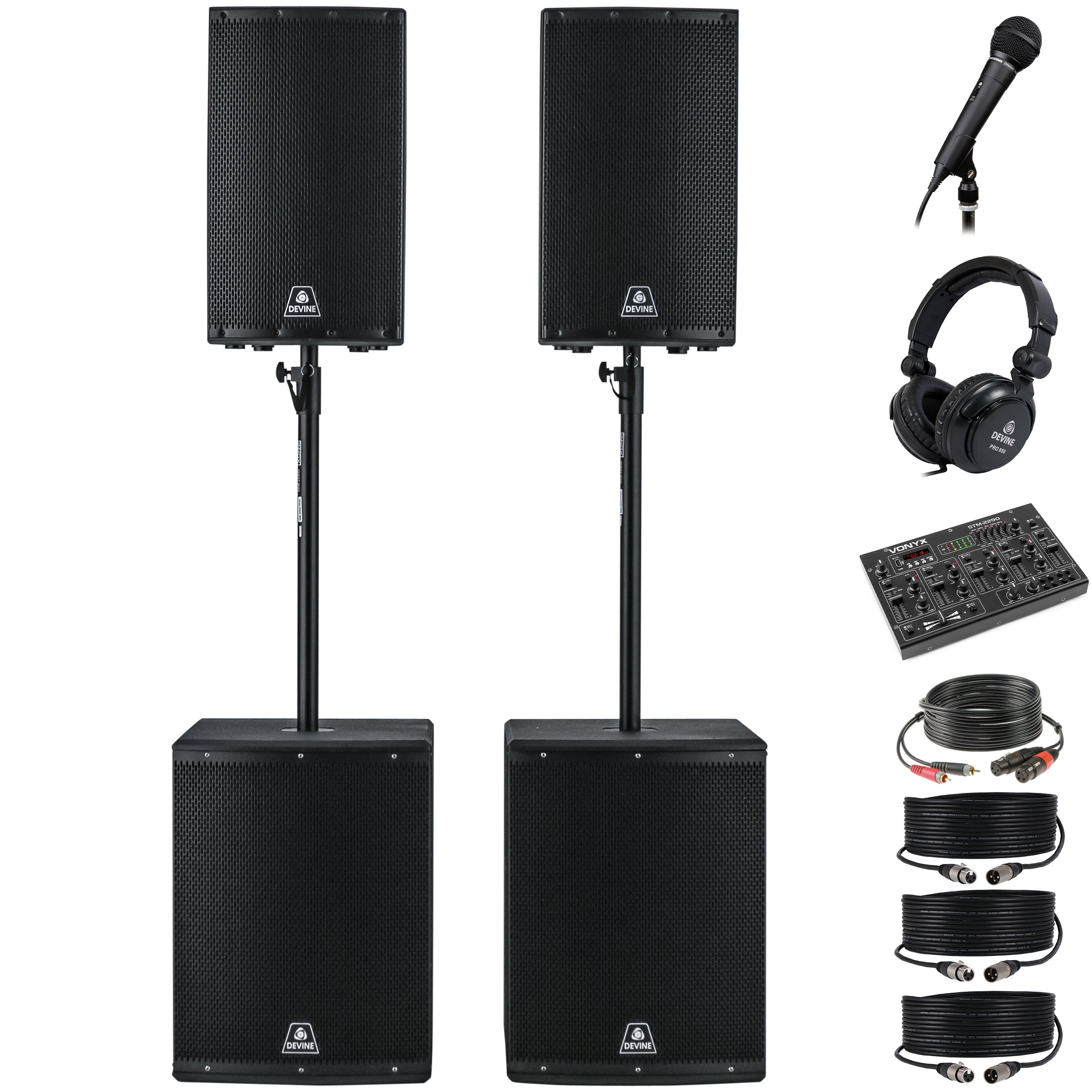 Devine Onyx speakerset + Bluetooth DJ-mixer