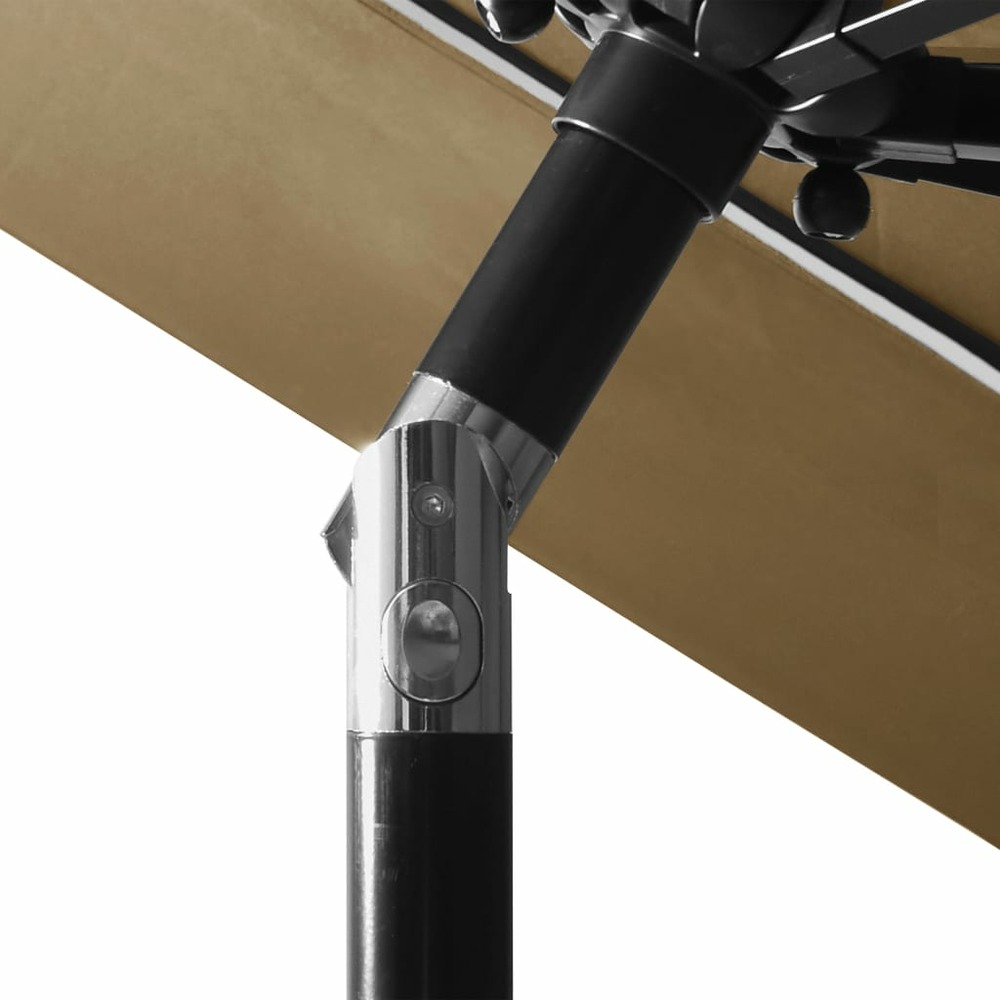 Parasol à 3 niveaux avec mât en aluminium 3 m taupe
