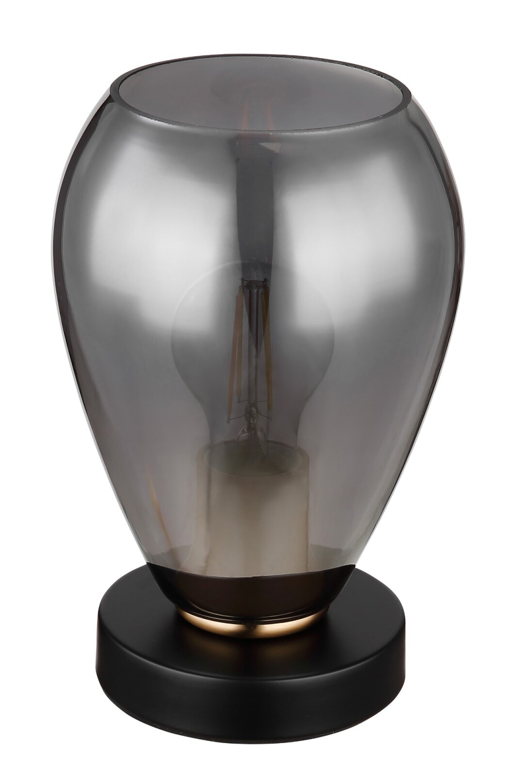 Tischleuchte - rauchfarben - schwarz matt - Glas - 23,5 cm