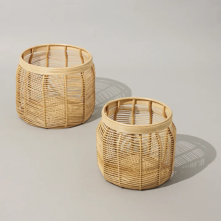 Hübsch Interior - Luna Aufbewahrungskorb, Rattan natur (2er-Set)