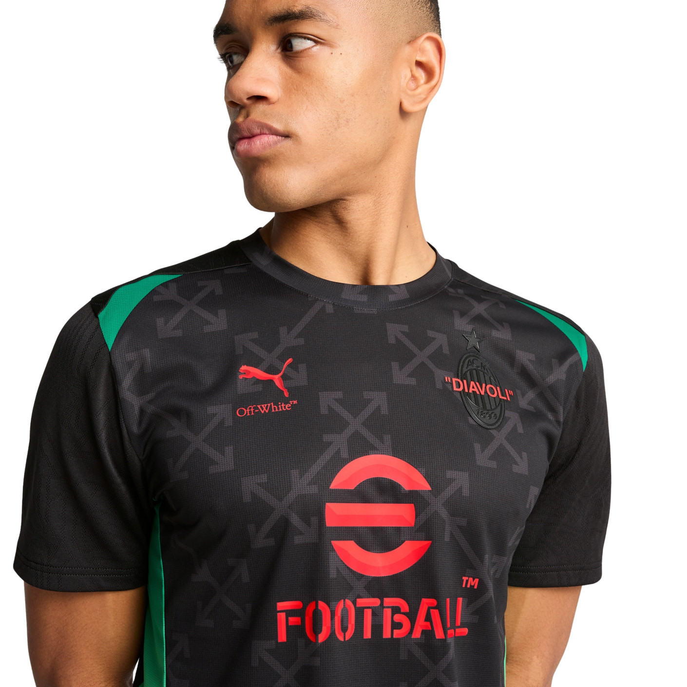 PUMA AC Milan X Off-White Pre-Match Trainingsshirt 2024-2025 Zwart Rood