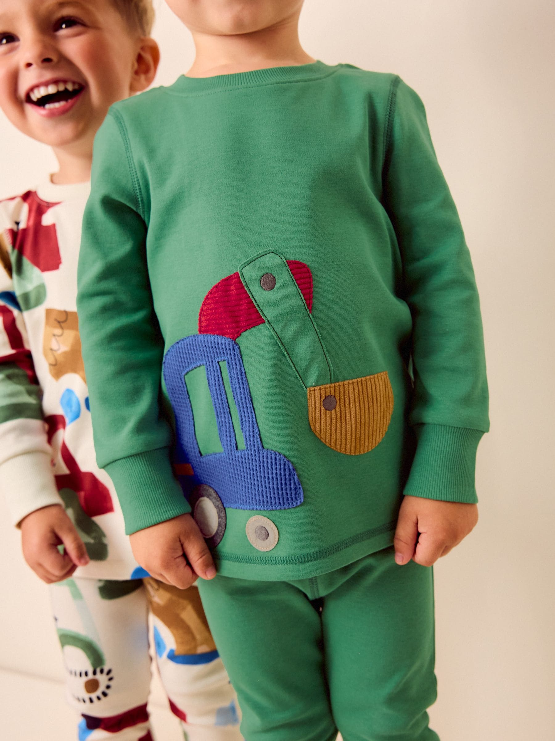 Groen/oranje transport - Mini Knusse Pyjama's 3 Set (9mnd-10jr)