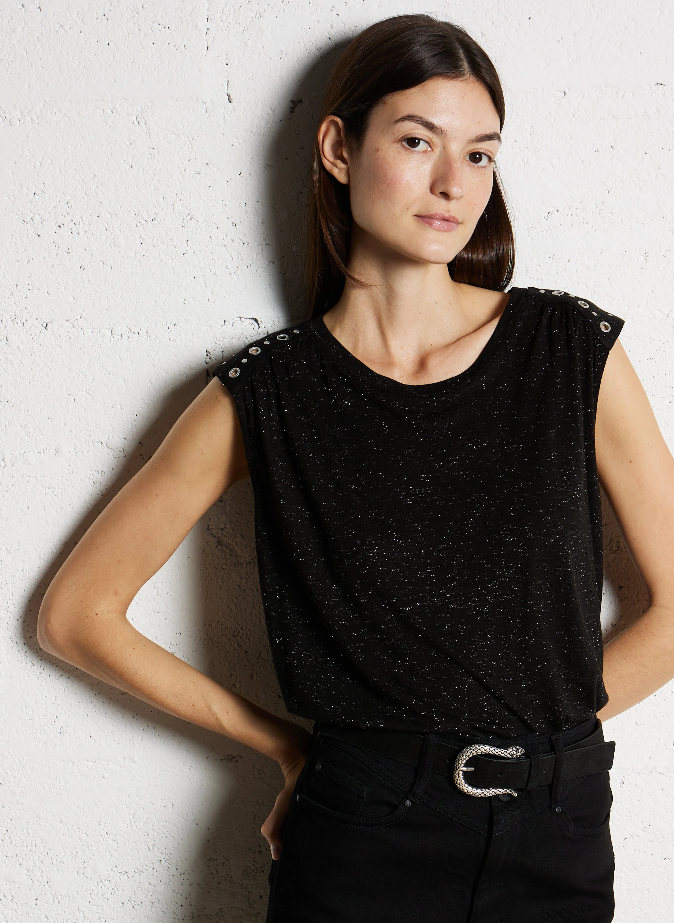 Tee-shirt col rond| Noir
