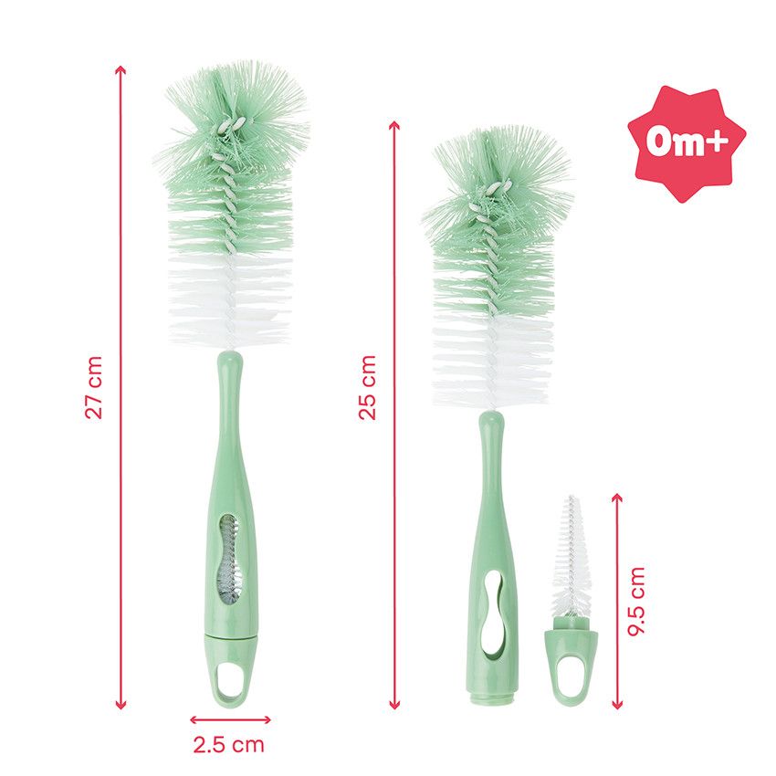 Goupillon 2-en-1 biberons et tétines - Vert - Ecru