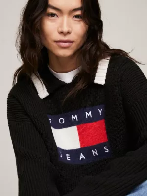 Blusa cropped quadrada com distintivo de bandeira