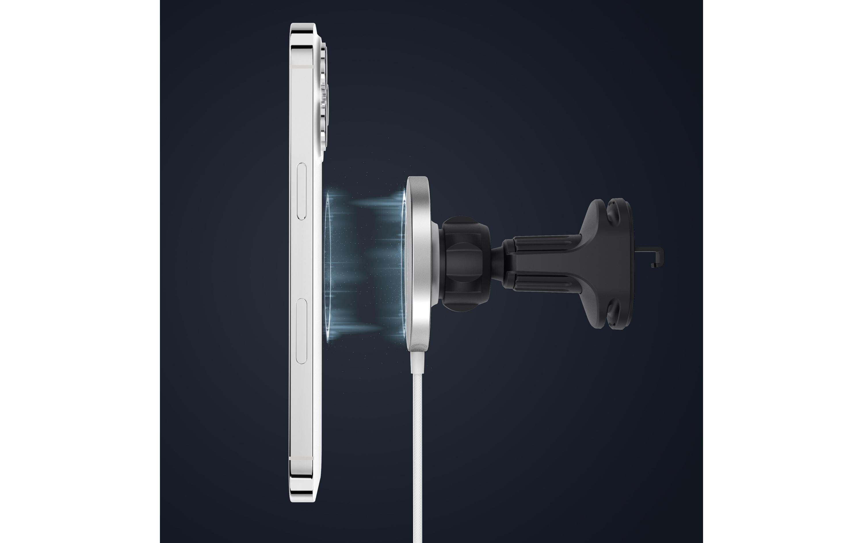 Wireless Charger Aura Car WhiteMagnetisches kabelloses Ladepad für das Auto mit frei einstellbarer Befestigung