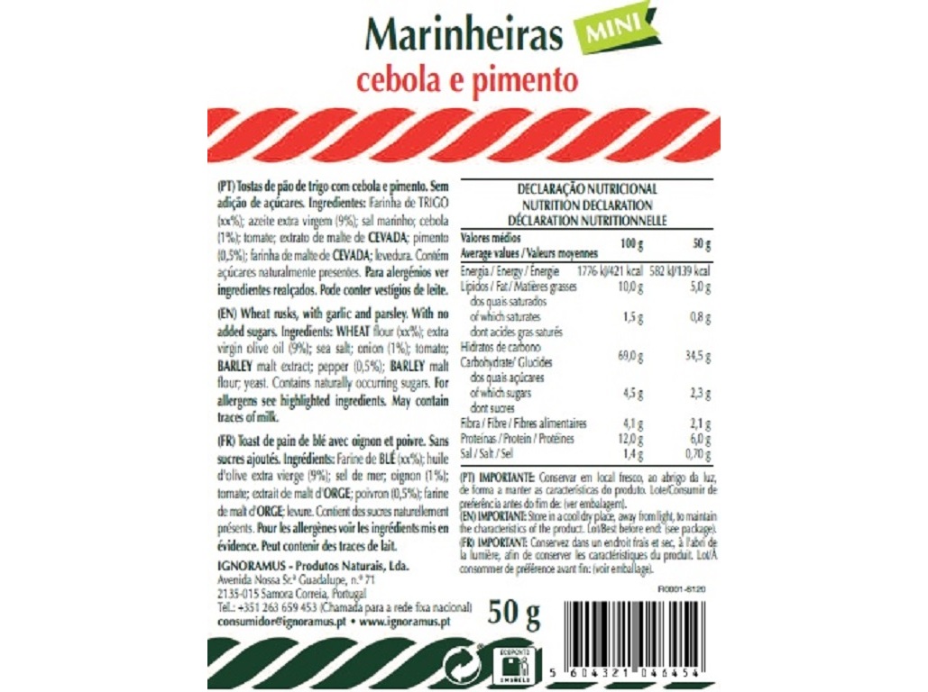MARINHEIRAS CEBOLA CEM PORCENTO 50 G