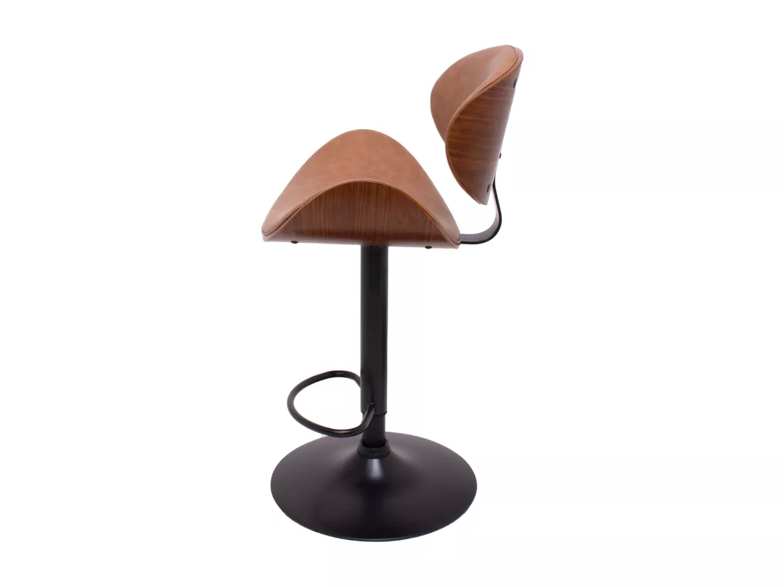 Glasgow - Ensemble de 2 tabourets de bar 52,5x94/115x40 cm en bois massif et simili cuir marron