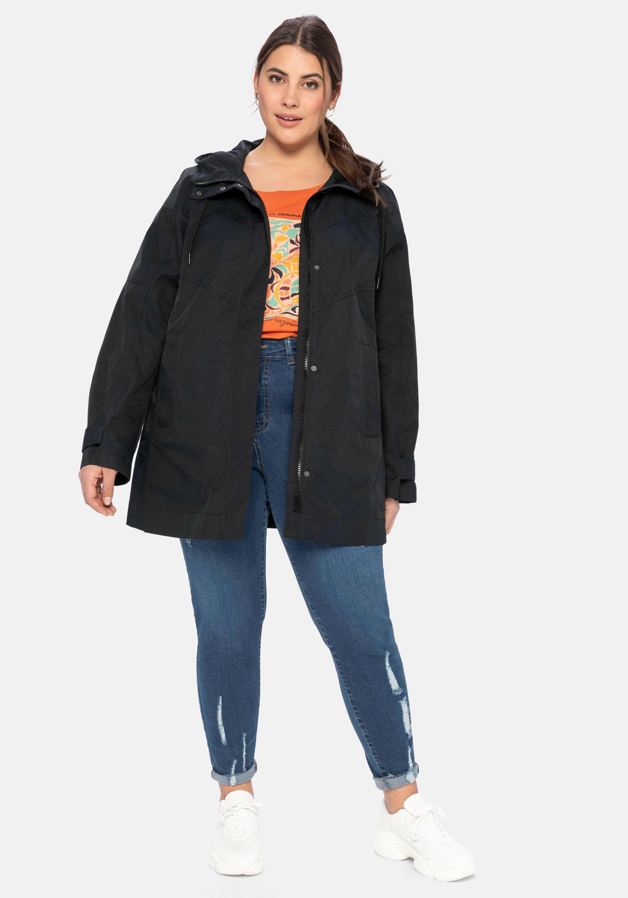 Outdoorjacke mit Kapuze, in A-Linie, wasserabweisend
