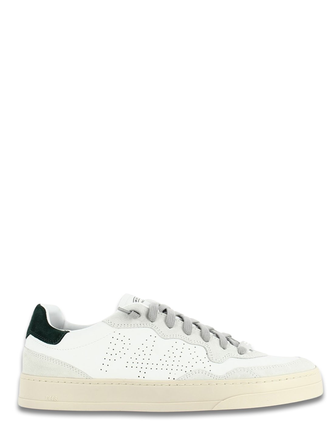 p448 Baskets de ville Homme Bali Blanc/Vert Cuir