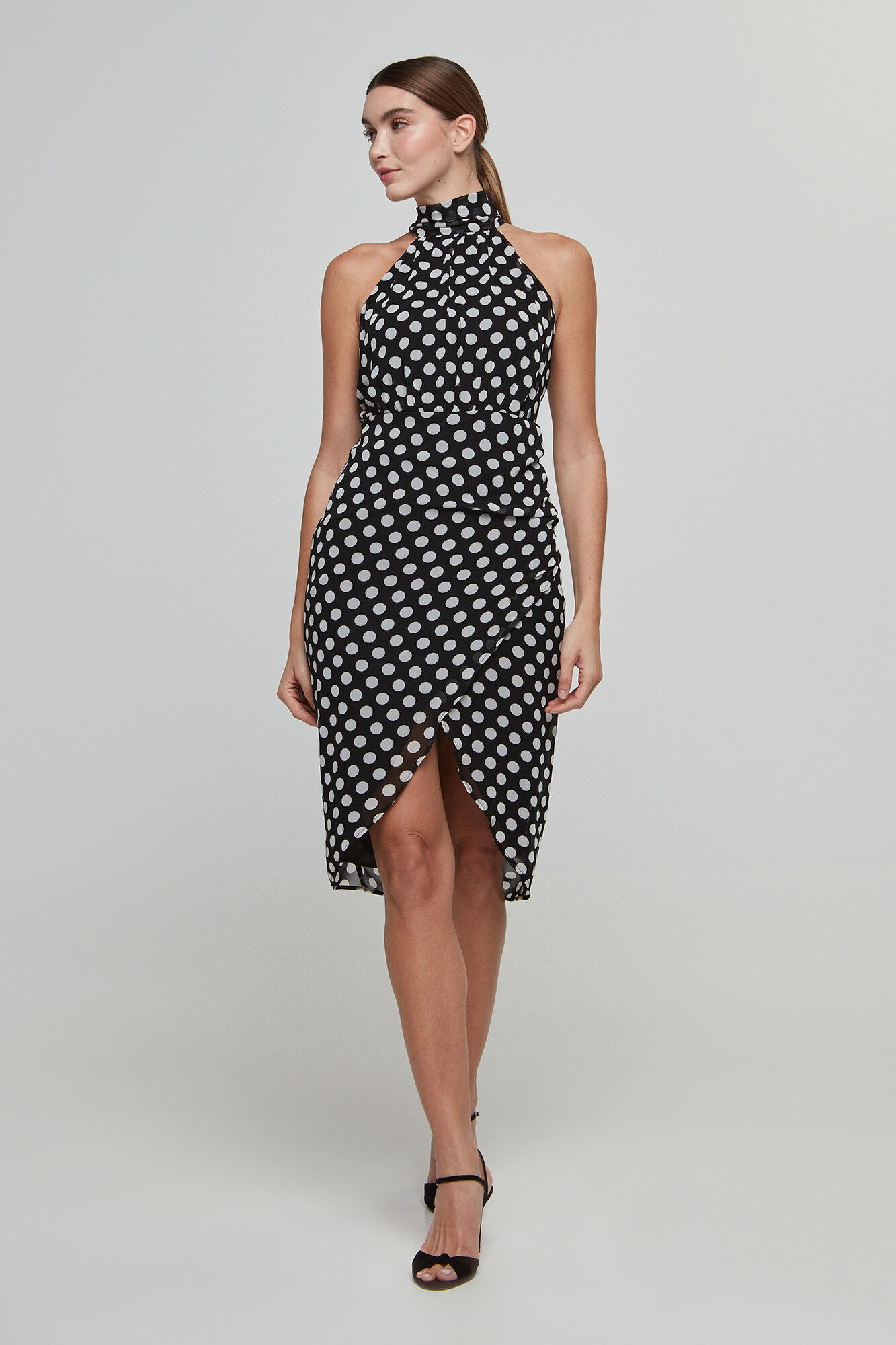 Vestido com decote halter - Preto