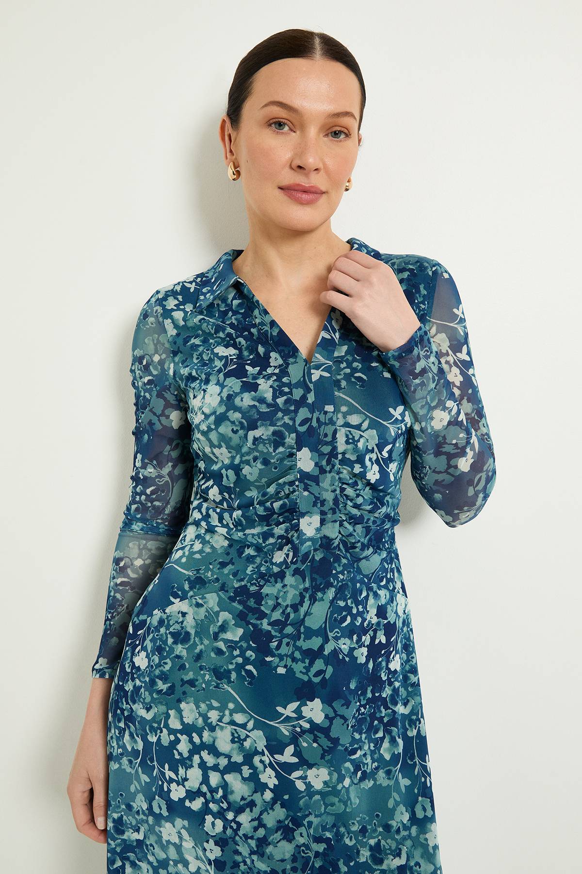 Wallis Robe Midi En Maille À Imprimé Animalier Mixte Avec Col Froncé