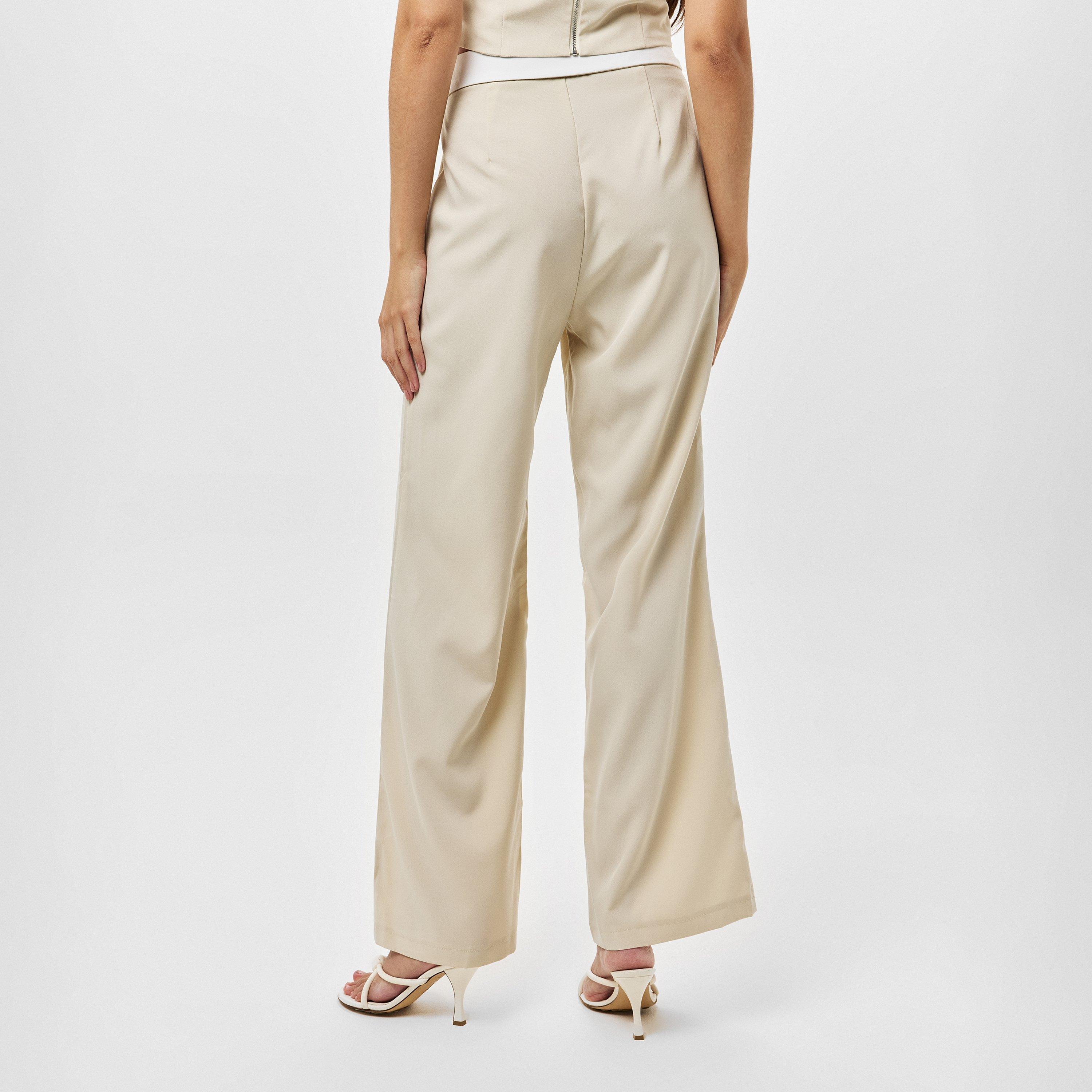 Missy Empire ME Fold Over Waist Wide Leg Trousers Womens