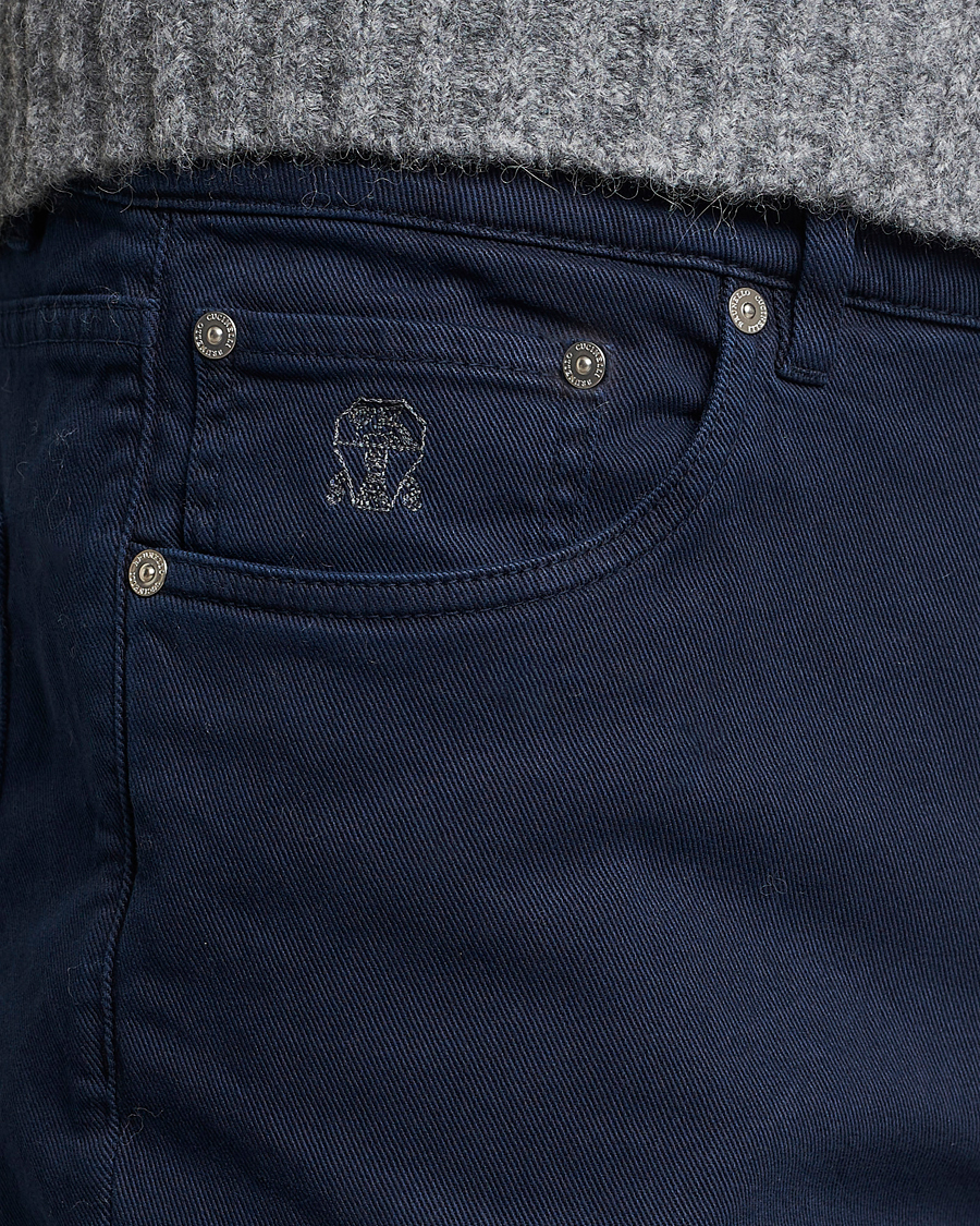 Brunello Cucinelli Slim Fit Bull Denim Pants Navy