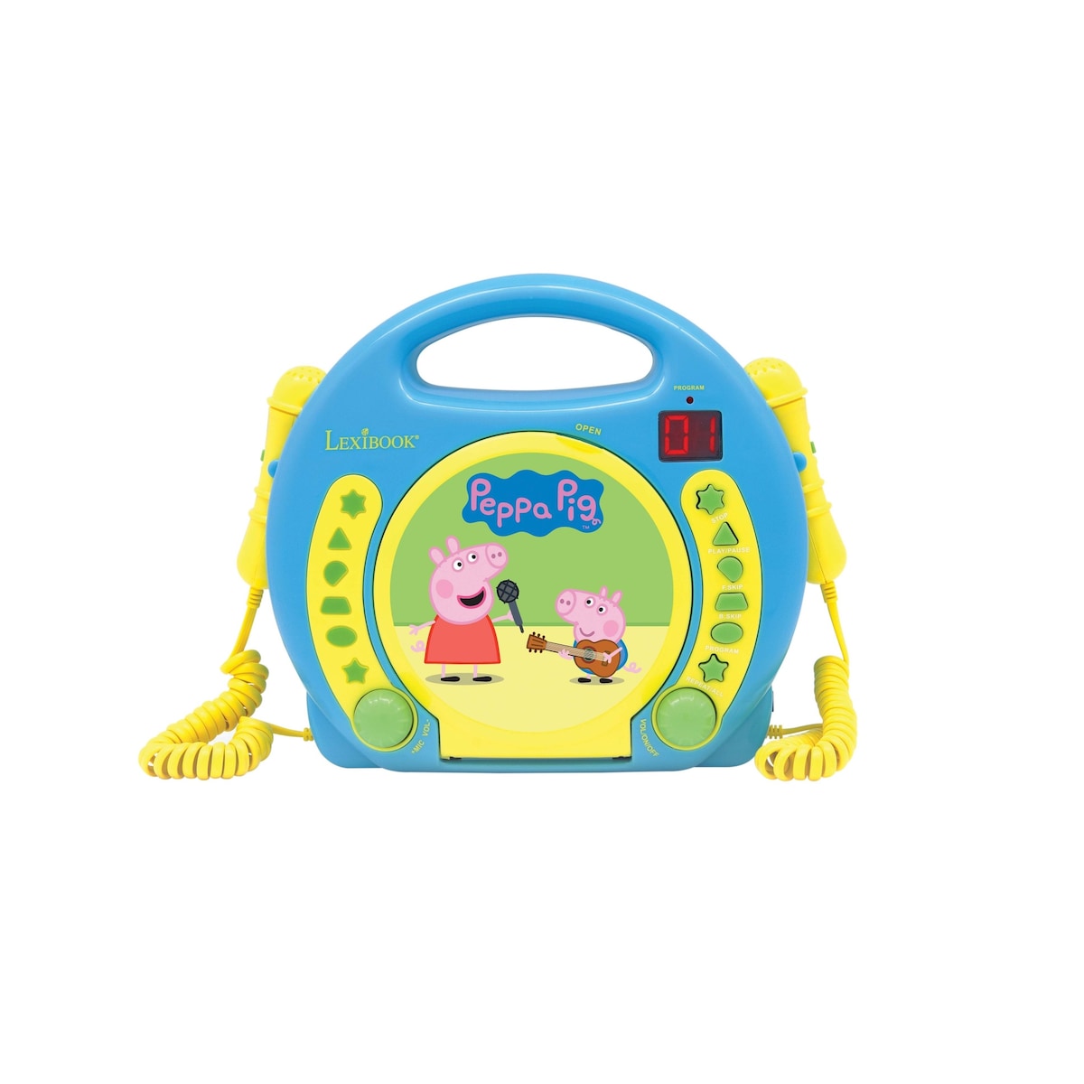 Peppa Pig Bærbar cd-afspiller med 2 syng med-mikrofoner