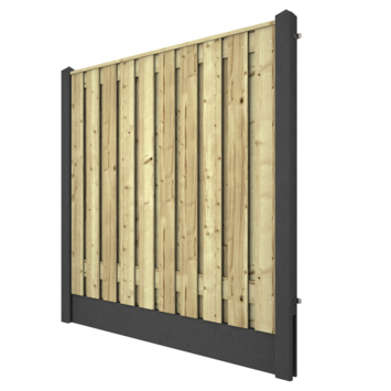 Hout beton schutting grenen hout antraciet per meter