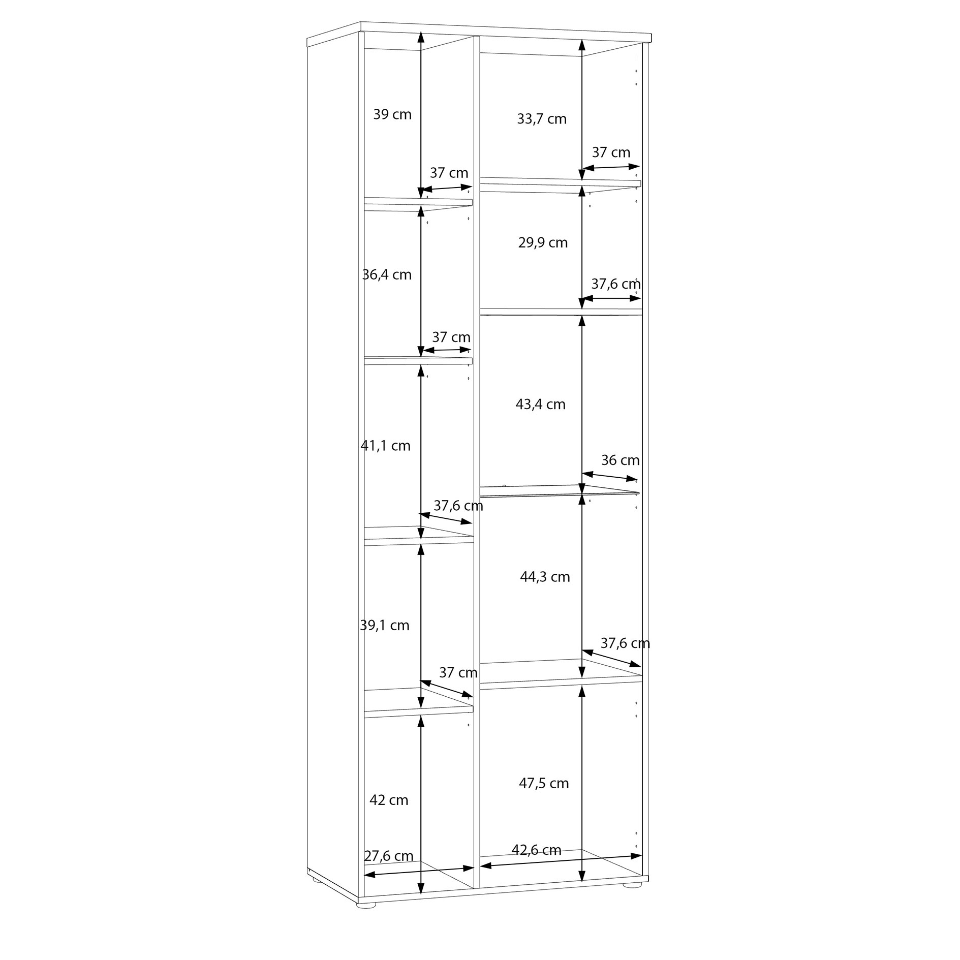 Standvitrine - weiß - Artisan Eiche - 75 cm breit