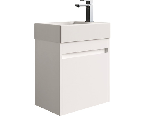 Badkamermeubelset basano Avellino BxHxD 45 x 54 x 28 cm, frontkleur wit mat, met keramische wastafel wit