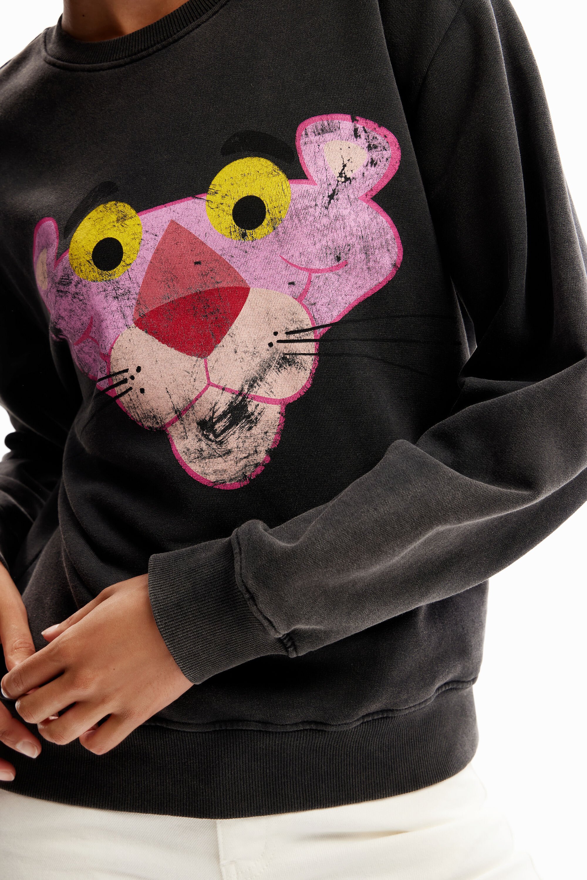 Sweat-shirt Panthère rose usé