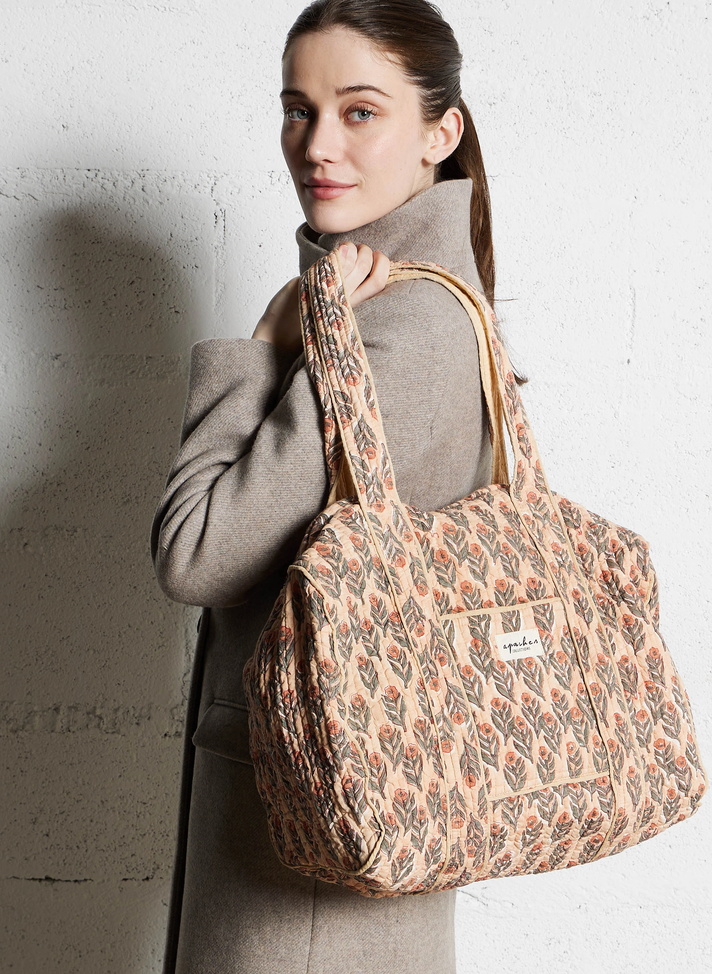 BUDDHA - Sac matelassé en coton imprimé | Beige