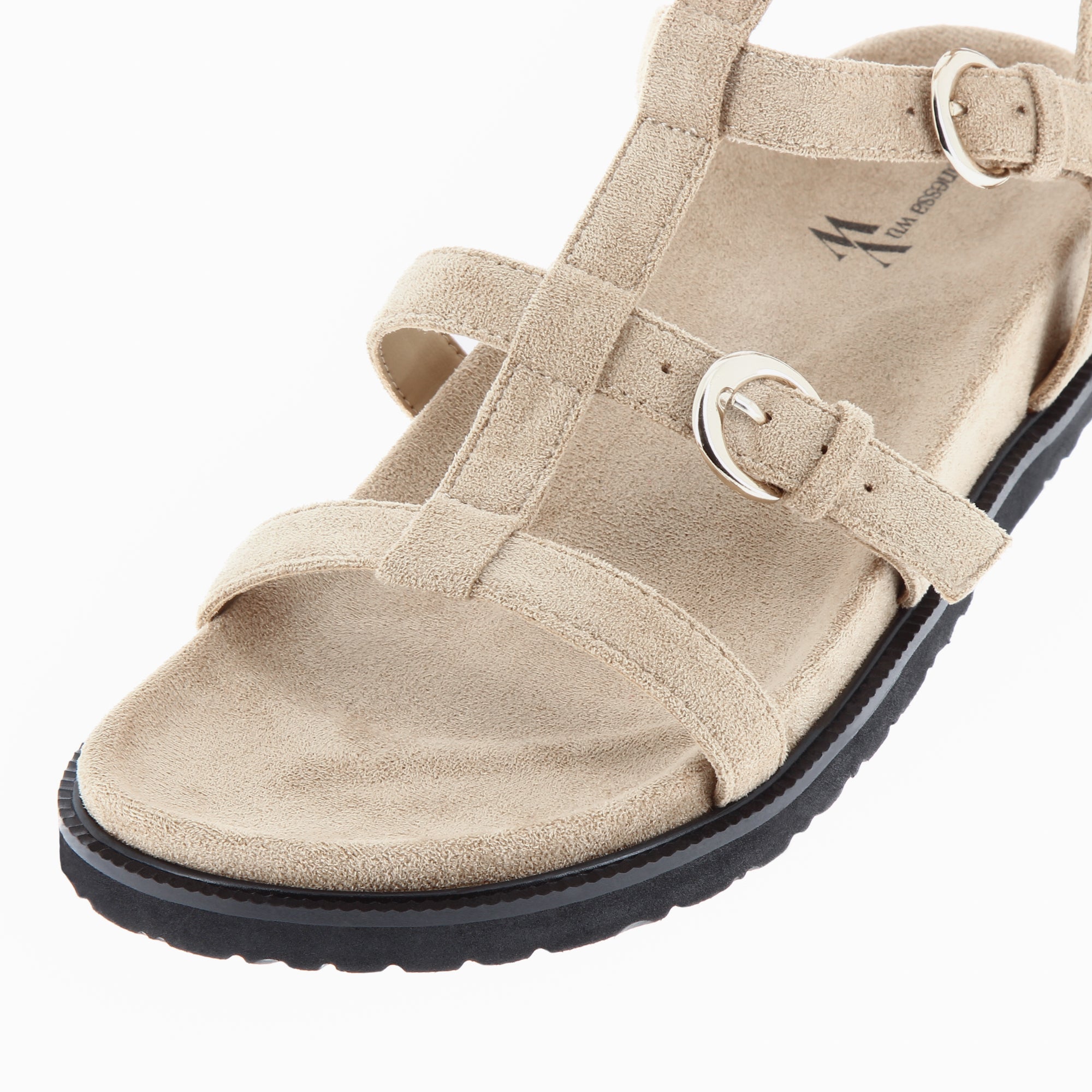 Sandales plates-Spartiates ultra légères Ginny en suédine beige