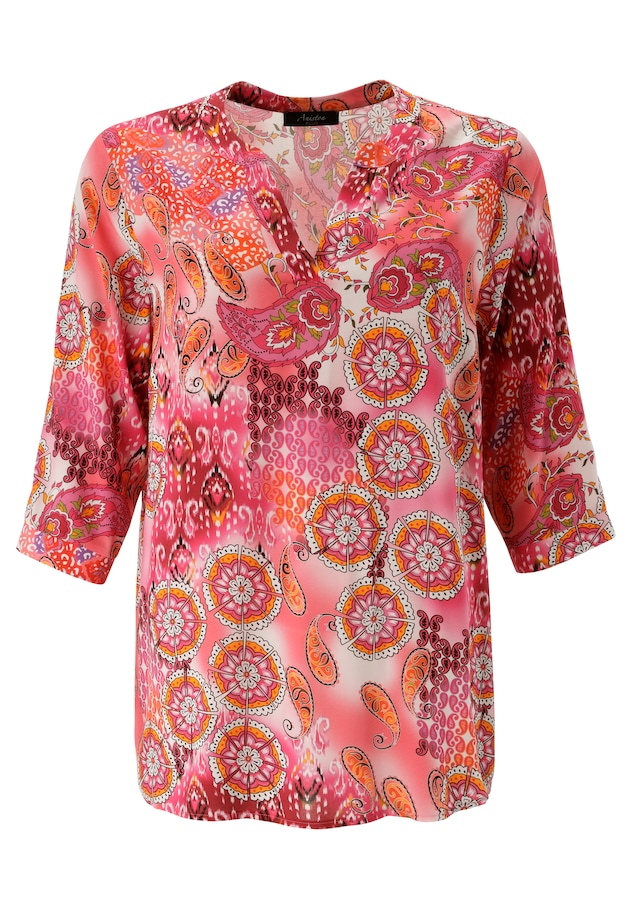 Aniston PLUS Schlupfbluse mit extravaganten farbenfrohes Blumen-Paileydessin - NEUE KOLLEKTION
