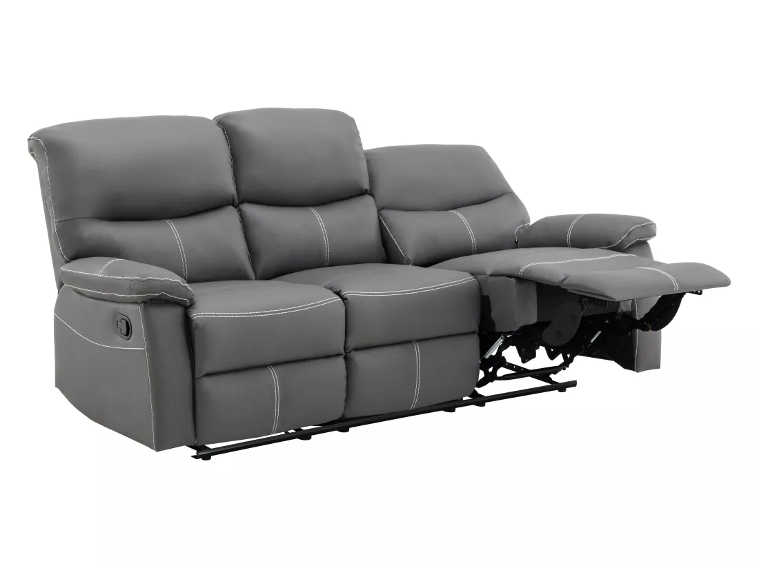 Canapé 3 places et un fauteuil relax en simili gris CANBY