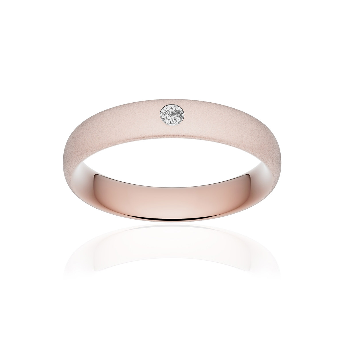 Alliance or 375 rose sablé ruban confort 4,5mm diamant brillant